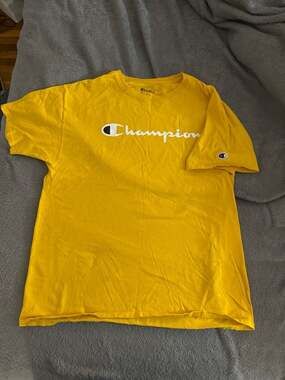 Champion Authentic Athleticwear Men's Script Logo Jersey Tee in Team Gold